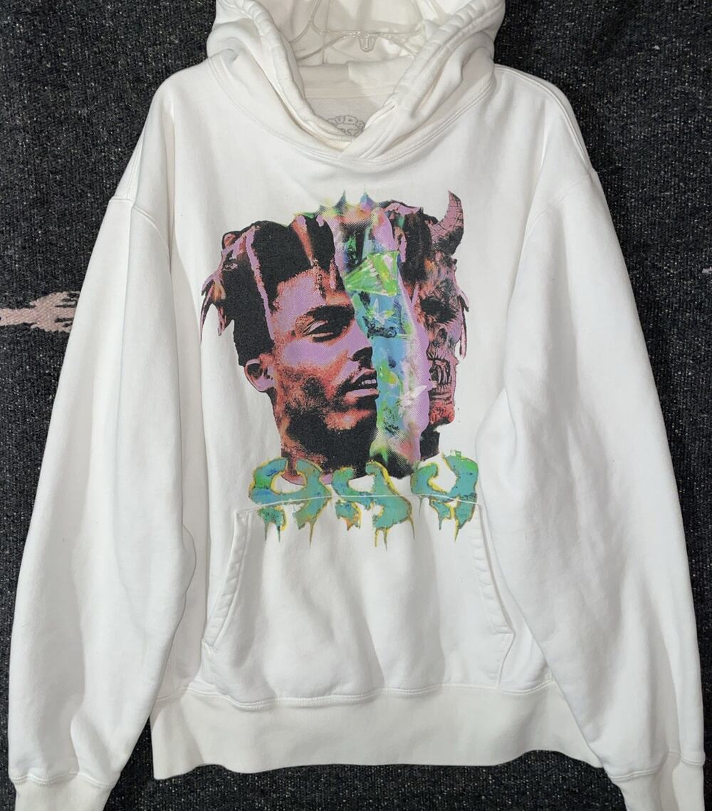 Juice WRLD X Vlone Hoodie, White, Size X LARGE EUC